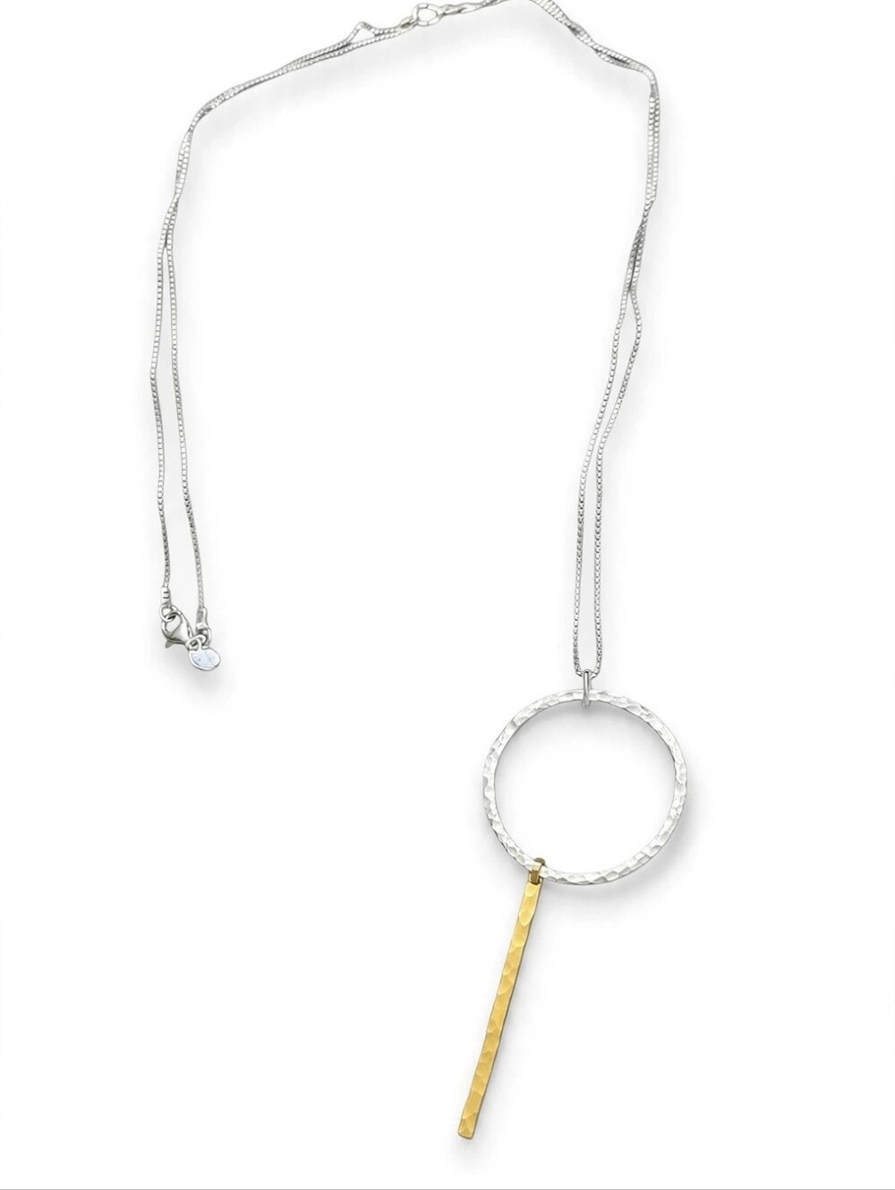 Silpada Two-Tone Hammered Circle Pendant Necklace - Silver & Gold